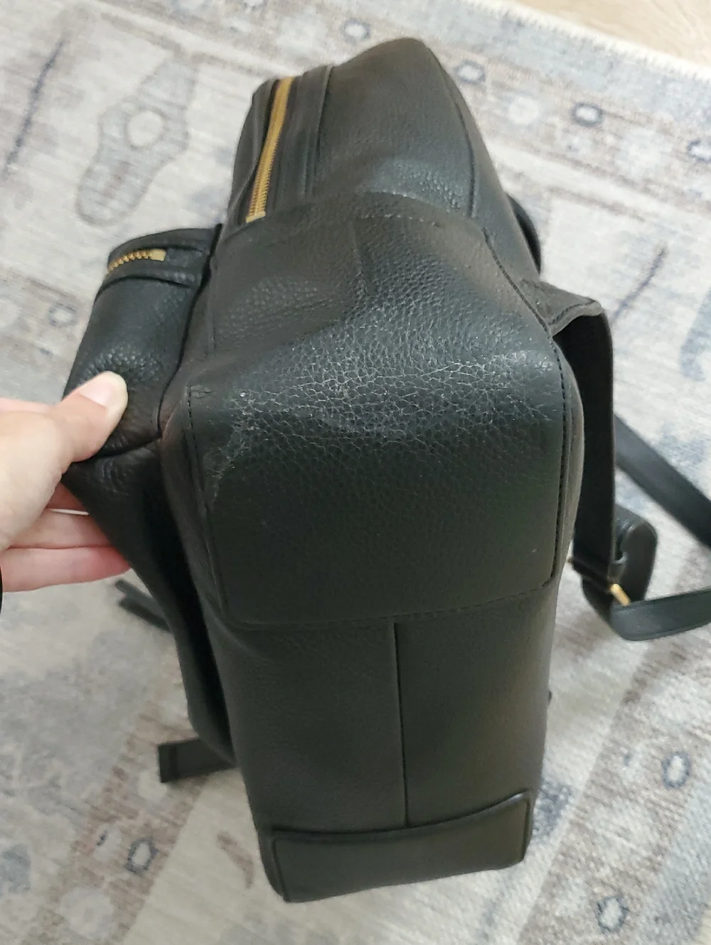 Tory Burch Black Pebbled Leather Backpack Bag Purse